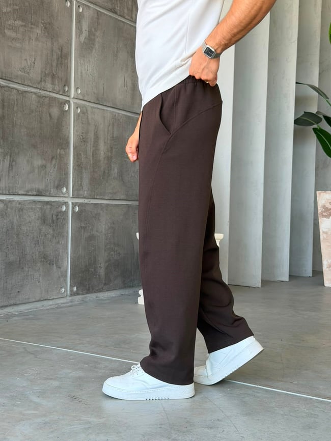 Minimal Design Double Face Baggy Tracksuit – Brown