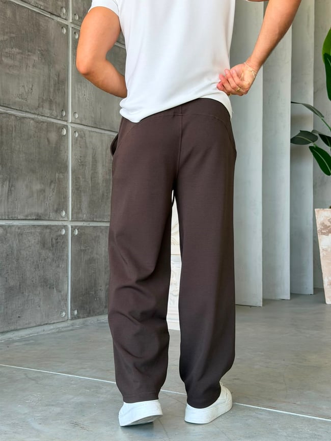 Minimal Design Double Face Baggy Tracksuit – Brown