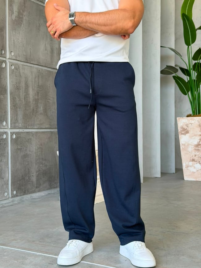 Minimal Design Double Face Baggy Tracksuit – Navy Blue