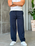 Minimal Design Double Face Baggy Tracksuit – Navy Blue