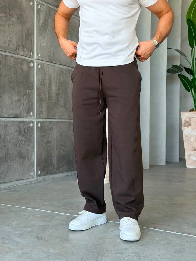 Minimal Design Double Face Baggy Tracksuit – Brown