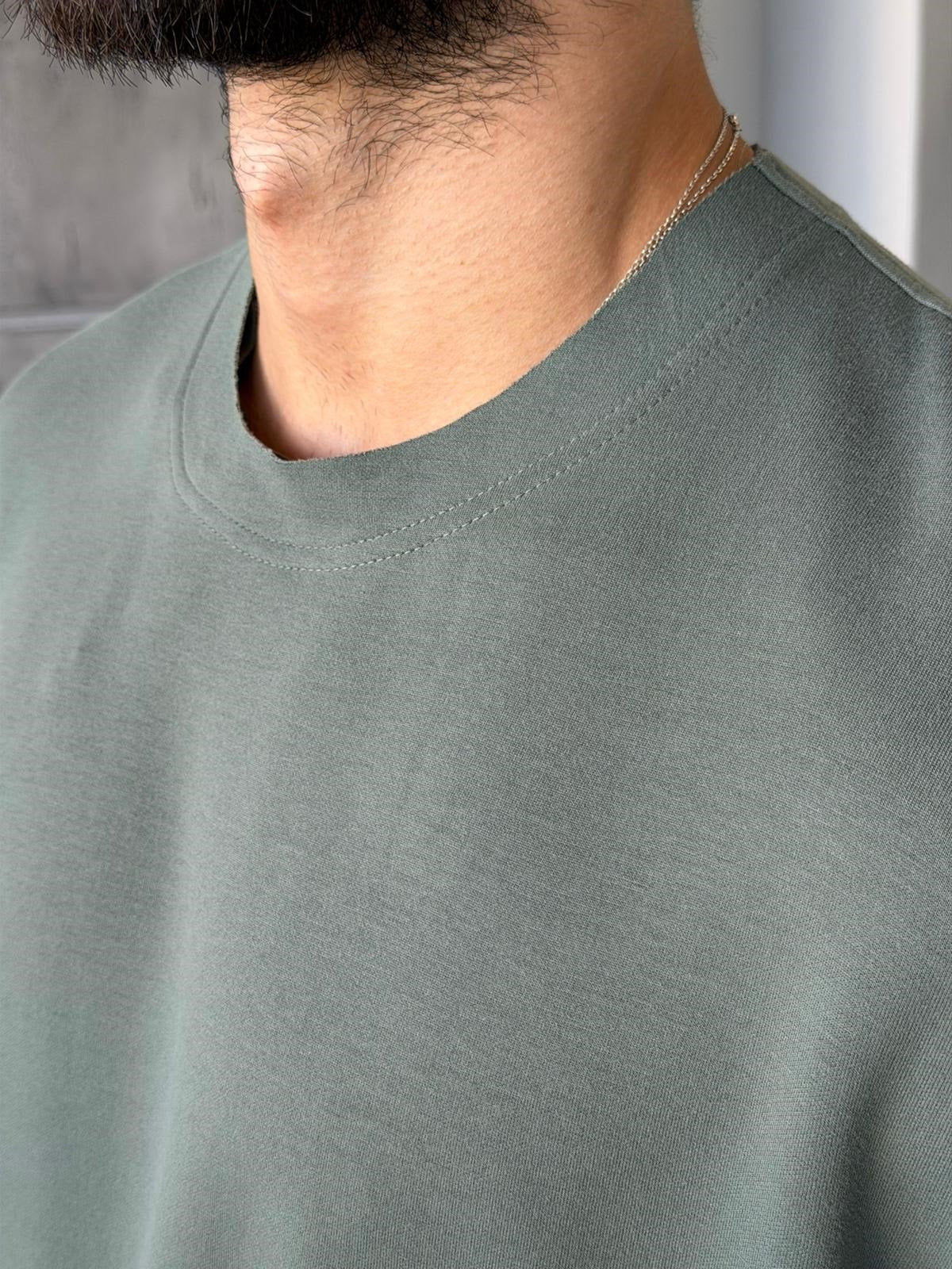 Modal Fabric Basic Sweatshirt -Khaki