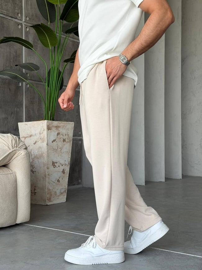 Modal Fabric Jogger Pants – Cream | PNT.011