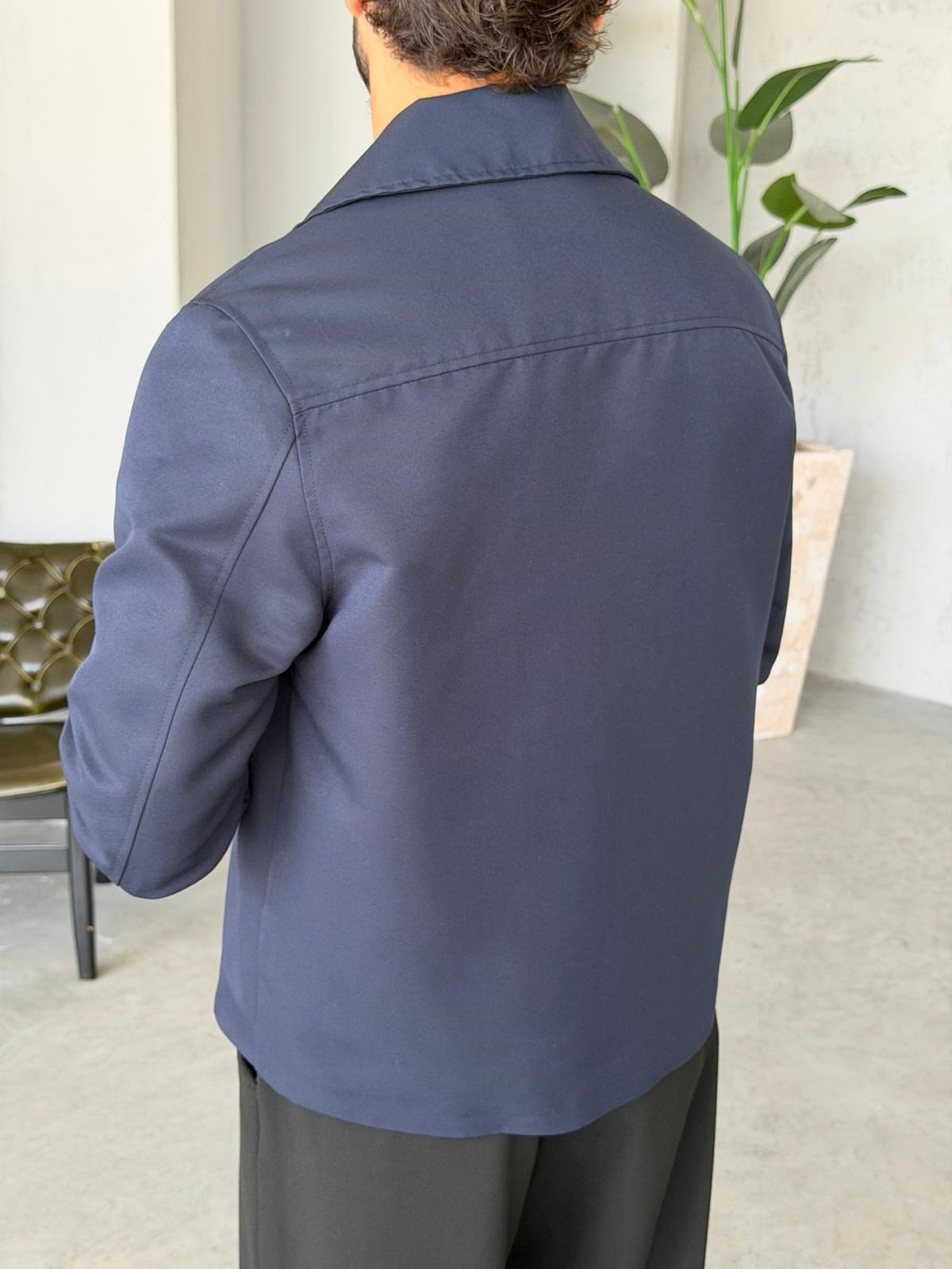 Double-Breasted Trench Jacket – Navy