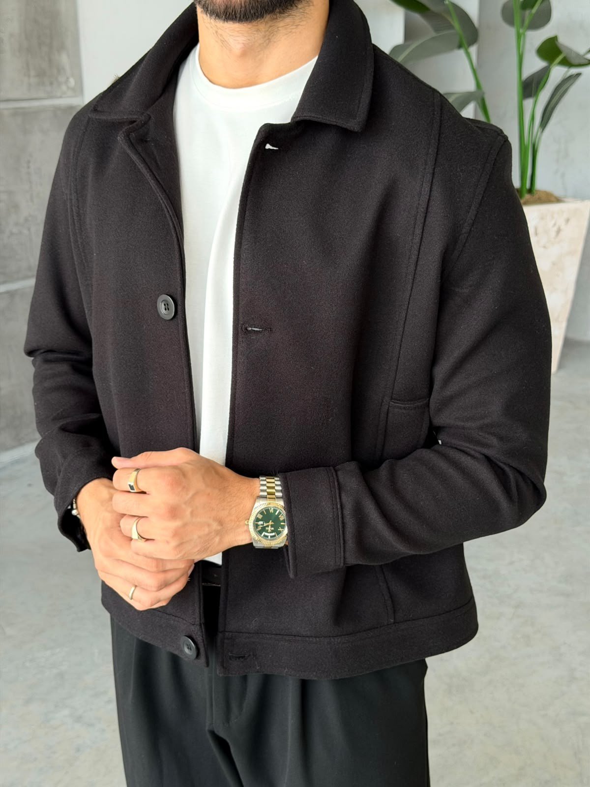 Old Money Buttoned Wool-Blend Jacket - BLACK