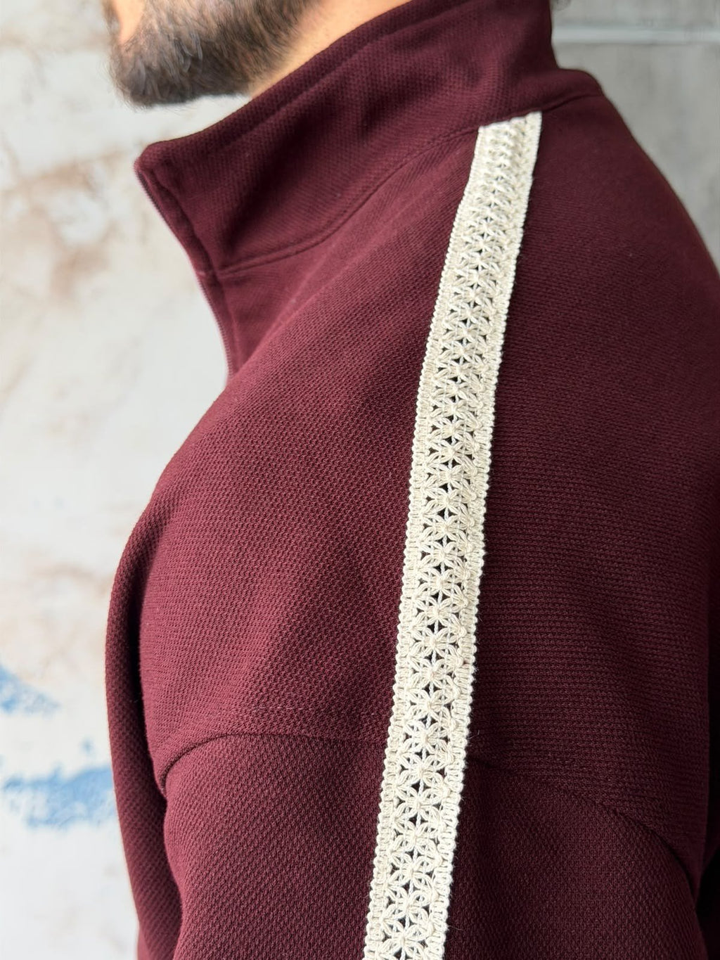 Striped Zip-Up Tracksuit – Bordo