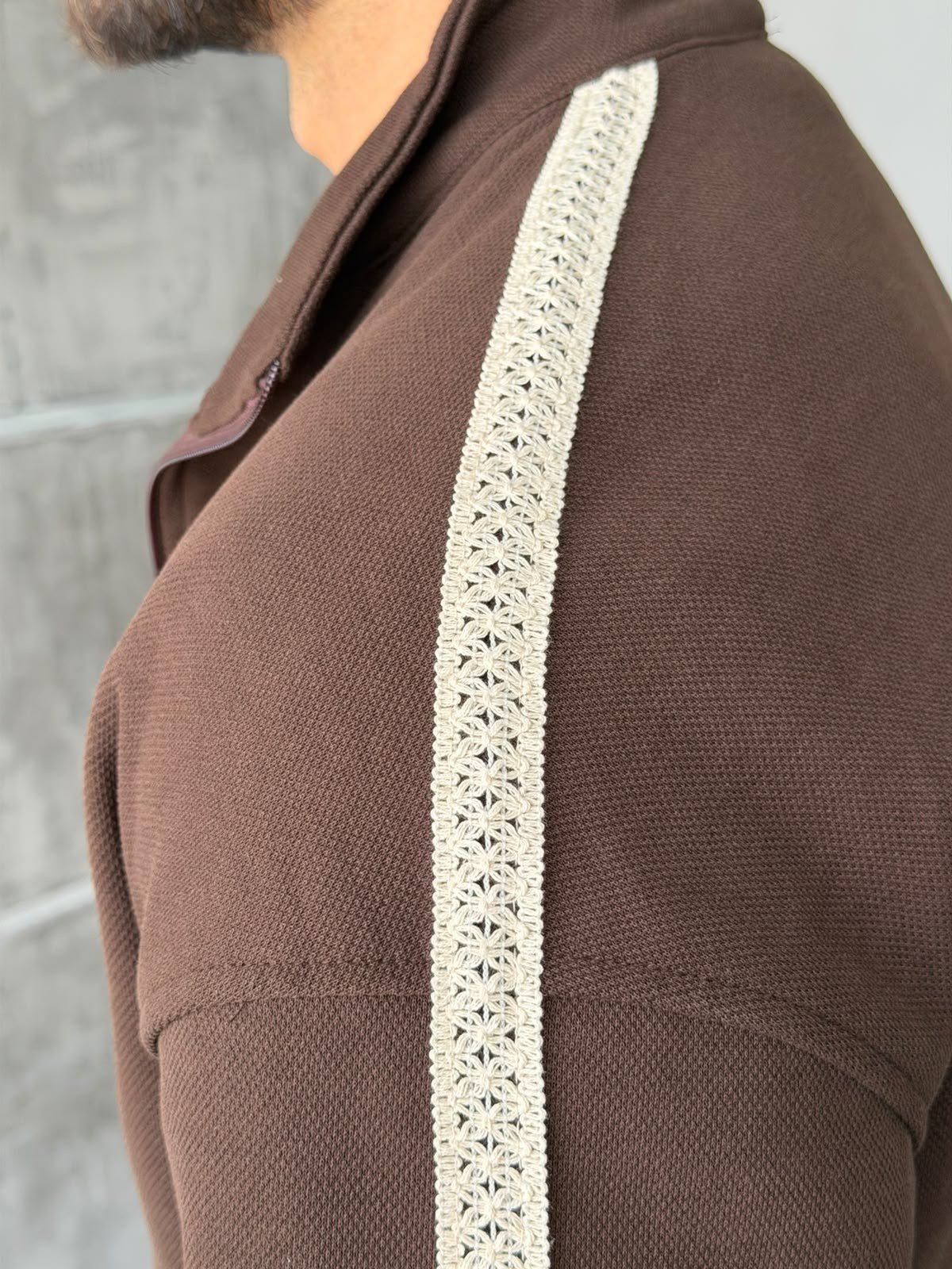 Striped Zip-Up Tracksuit – Brown