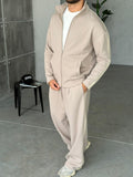Striped Zip-Up Tracksuit – Cream