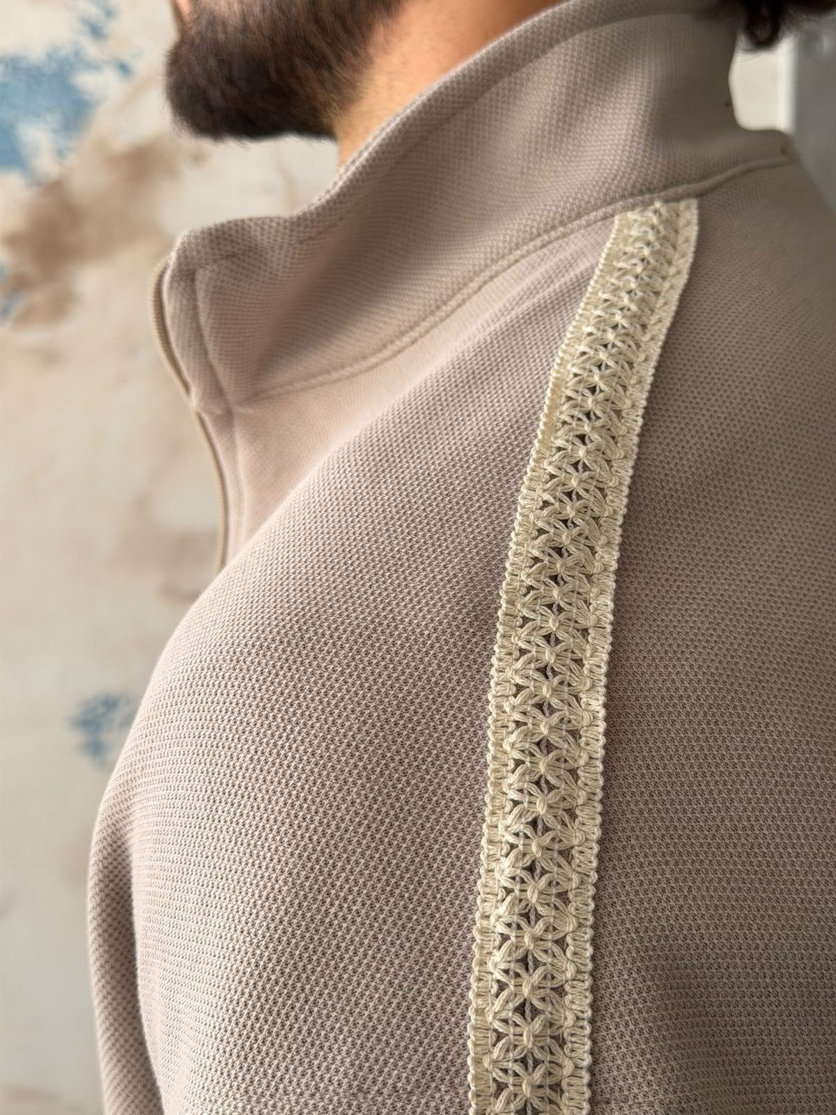 Striped Zip-Up Tracksuit – Cream
