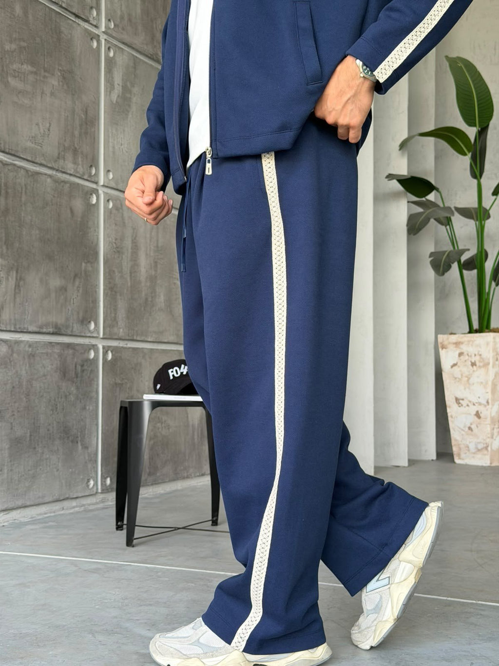 Striped Zip-Up Tracksuit – Blue