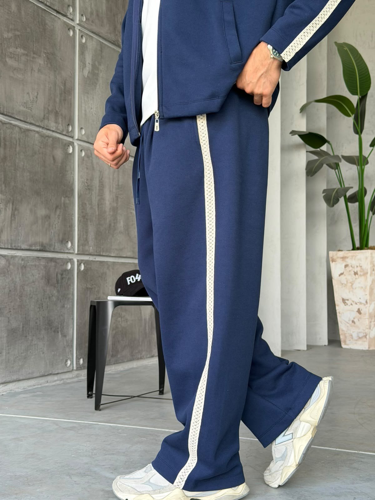 Striped Zip-Up Tracksuit – Blue