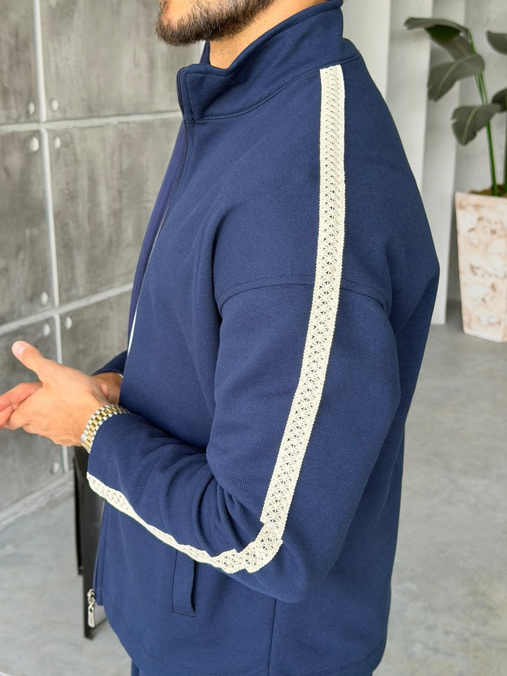 Striped Zip-Up Tracksuit – Blue
