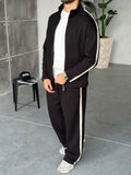 Striped Zip-Up Tracksuit – Black