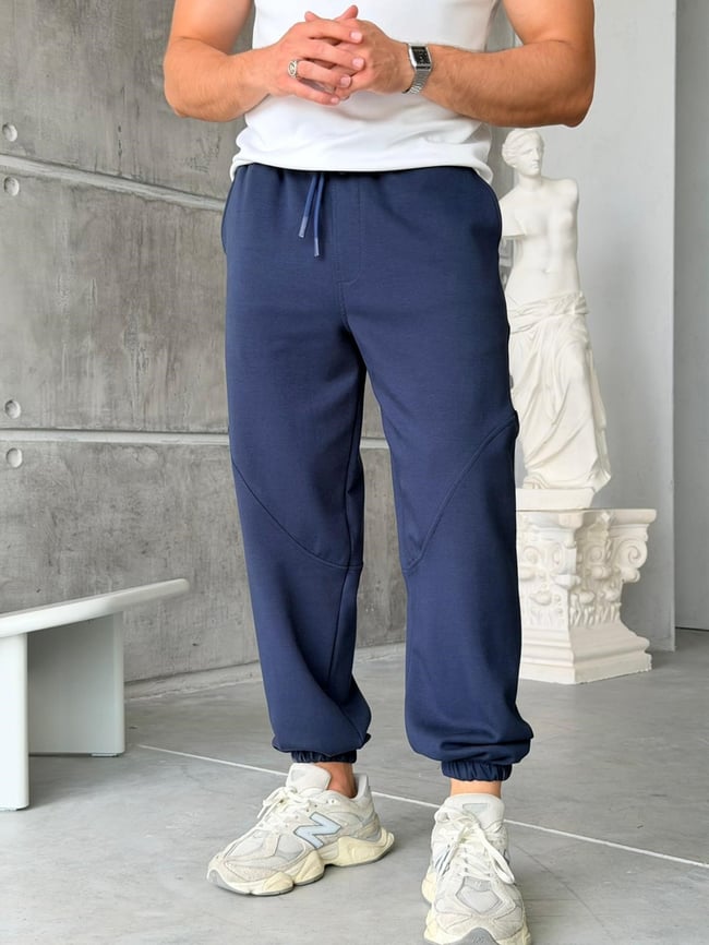 Elastic Waist Double Face Tracksuit – Navy