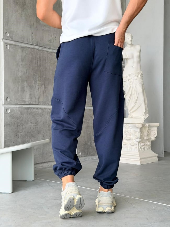 Elastic Waist Double Face Tracksuit – Navy