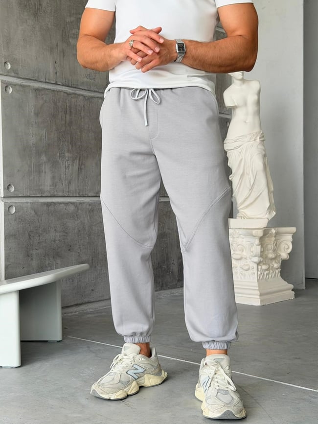 Elastic Waist Double Face Tracksuit – Ice Grey