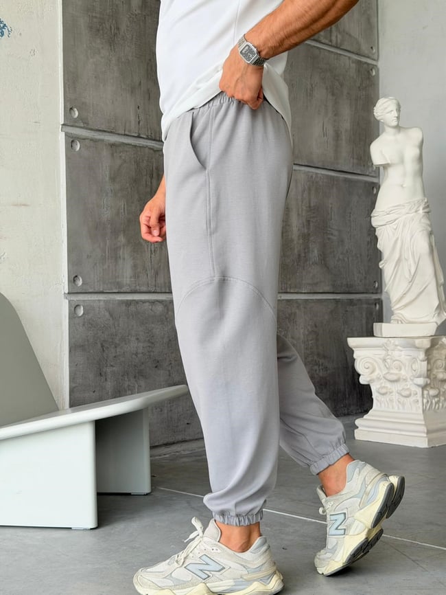 Elastic Waist Double Face Tracksuit – Ice Grey