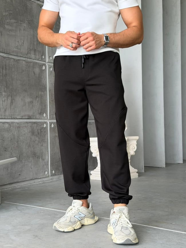 Elastic Waist Double Face Tracksuit – Black