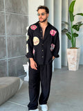 Patch Oversize Shirt - BLACK