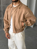 Premium Nubuck Bomber Jacket – Camel