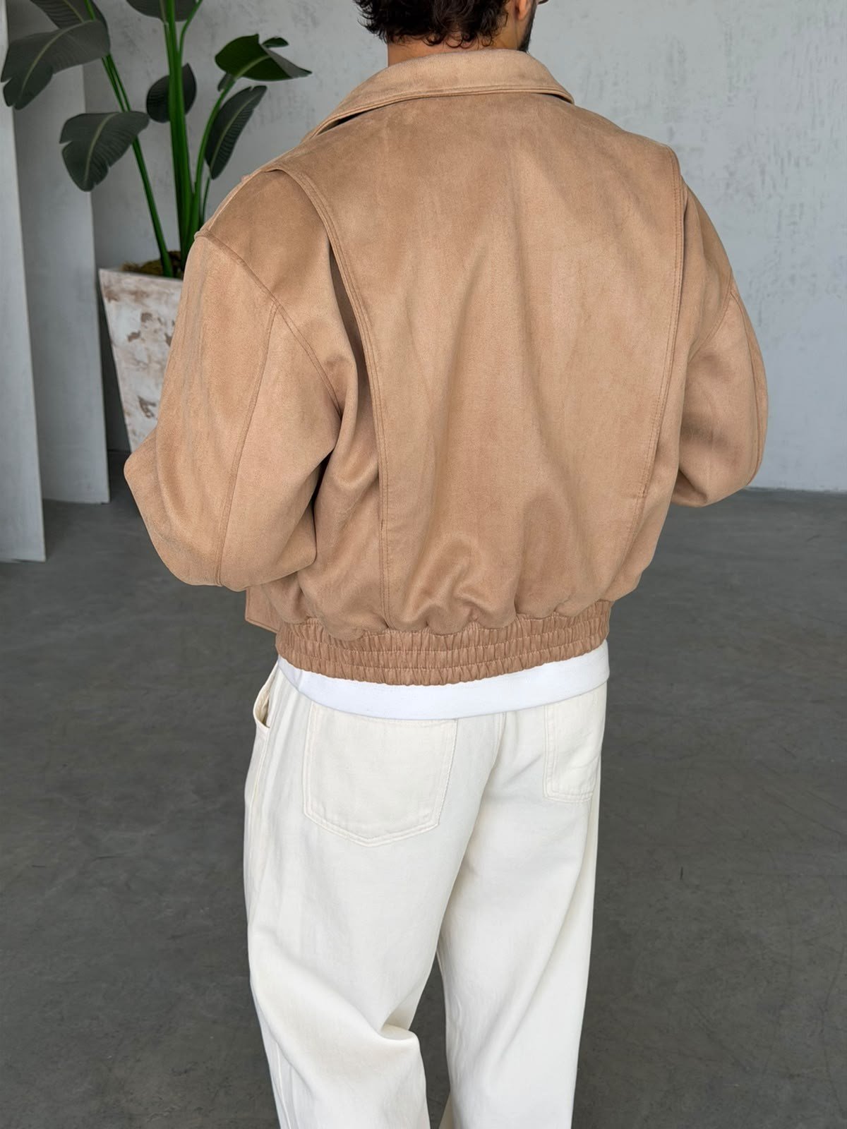 Premium Nubuck Bomber Jacket – Camel