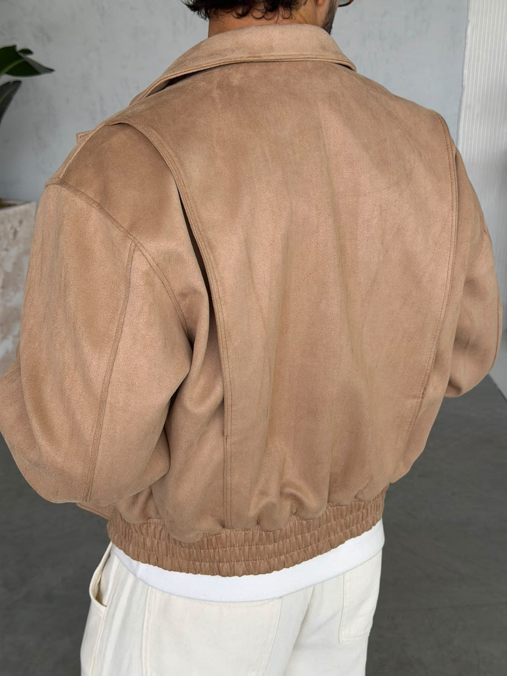 Premium Nubuck Bomber Jacket – Camel