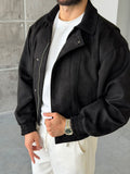 Premium Nubuck Bomber Jacket – Black