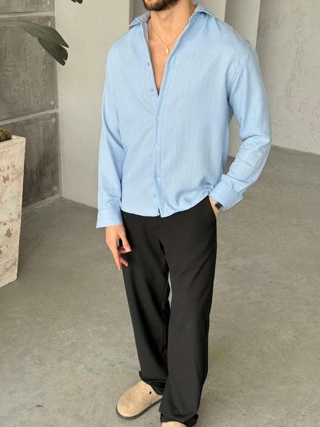 Prestige Striped Shirt – Baby Blue | GML.014