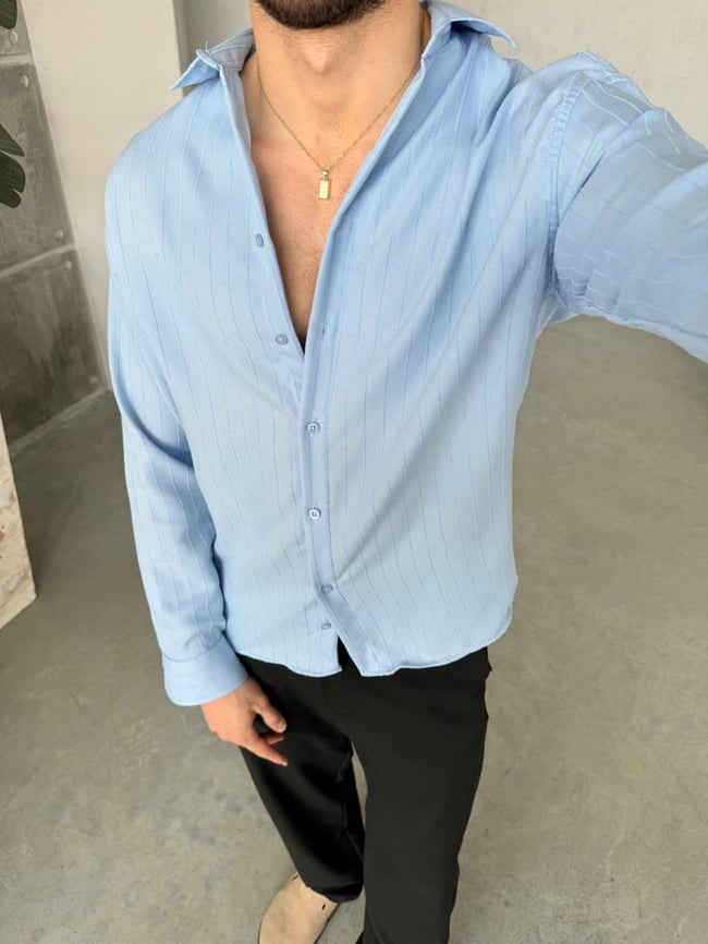 Prestige Striped Shirt – Baby Blue | GML.014