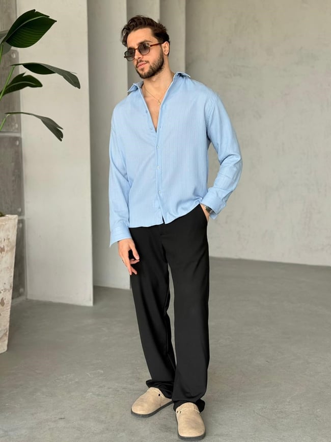 Prestige Striped Shirt – Baby Blue | GML.014