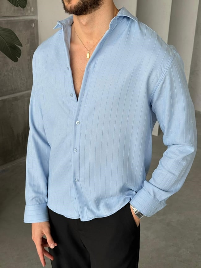 Prestige Striped Shirt – Baby Blue | GML.014