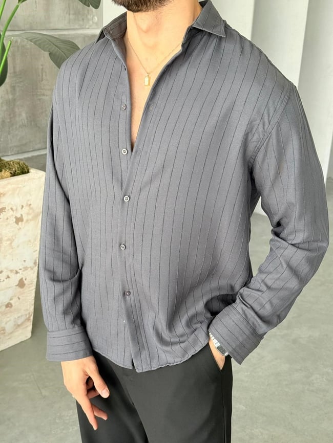 Prestige Striped Shirt – Gri | GML.014