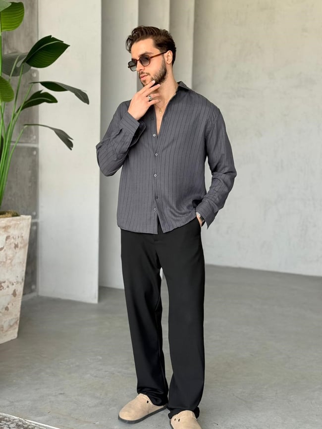 Prestige Striped Shirt – Gri | GML.014