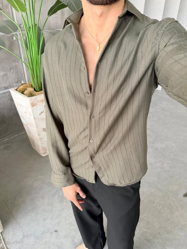Prestige Striped Shirt – Khaki| GML.014
