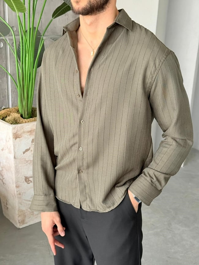 Prestige Striped Shirt – Khaki| GML.014