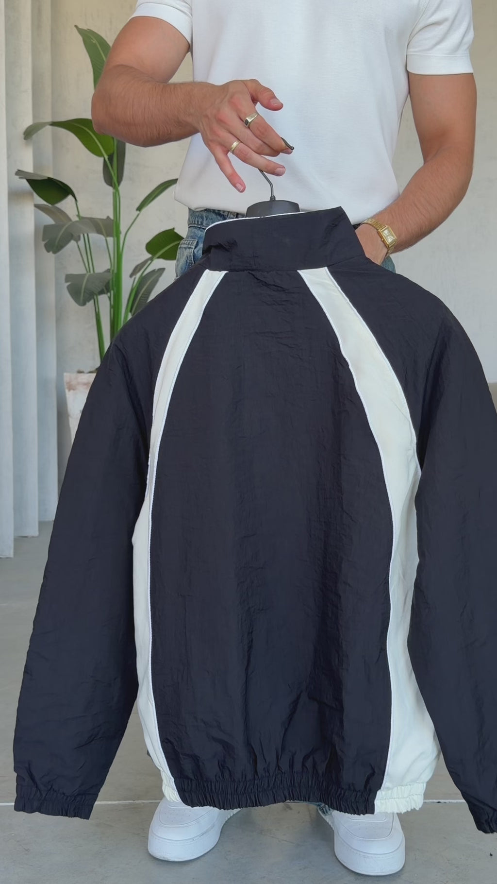 Monaco Stripe Zip Jacket – Black