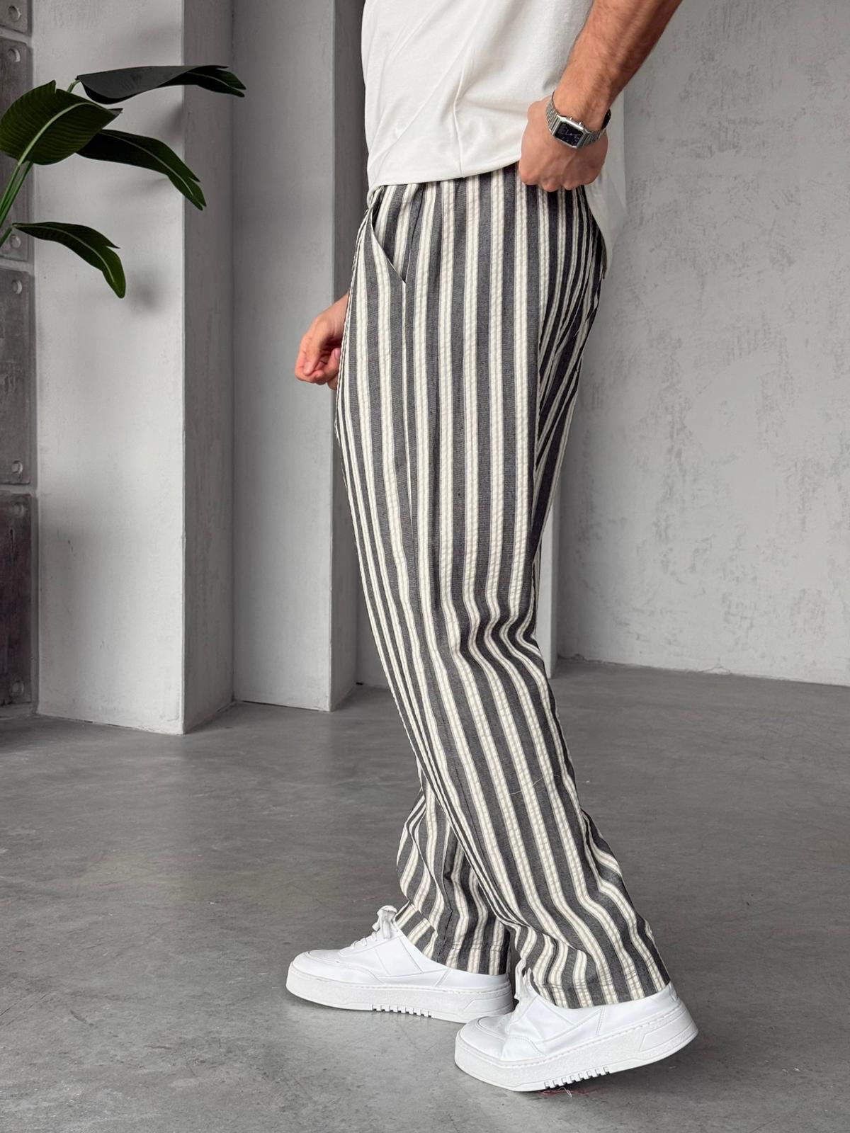 Striped Jogger Pants M - HAKI | PNT.08