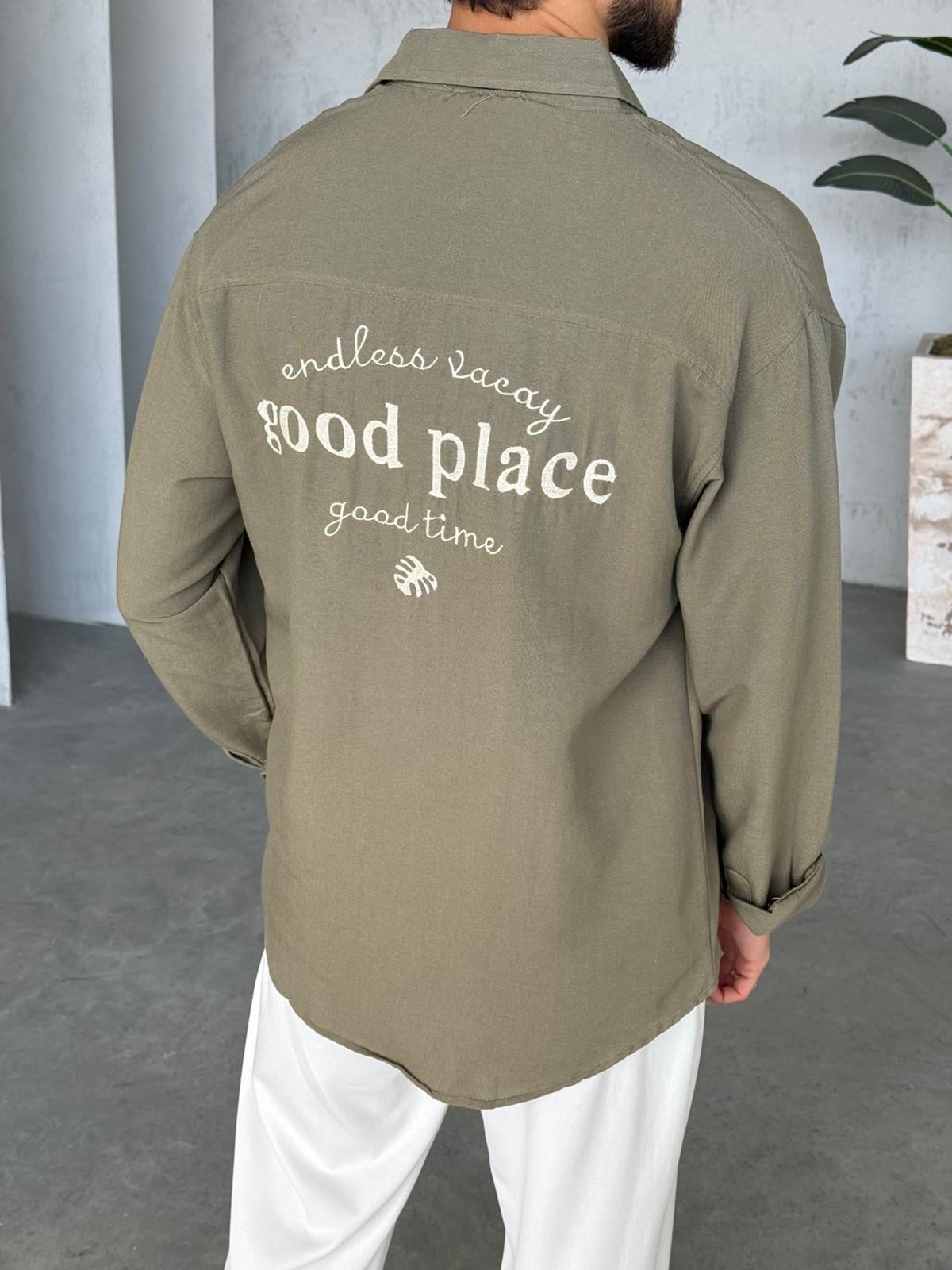 Linen Oversize Shirt - Kahki | GML.013