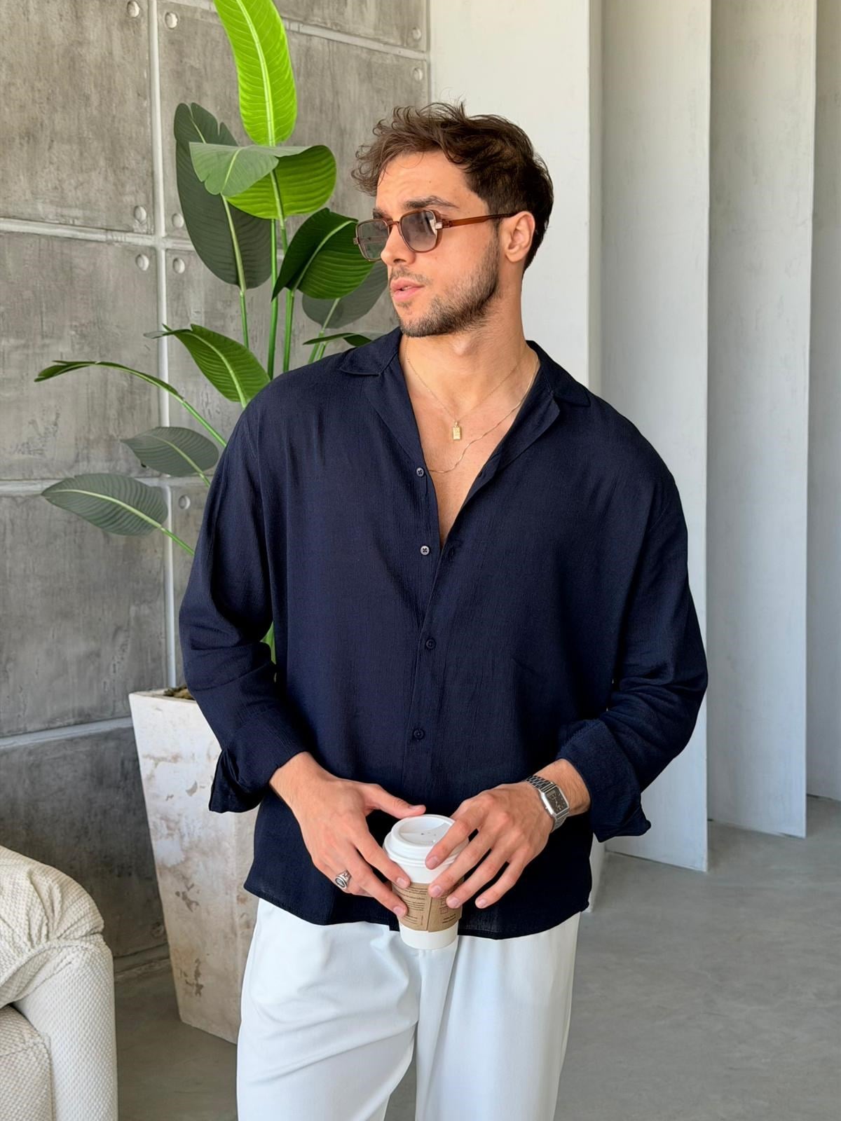 Camp Collor Shirt - Navy Blue | GML.017