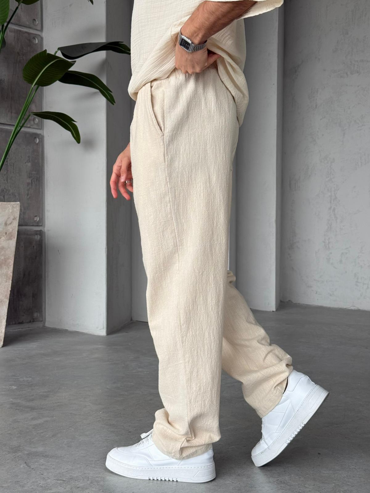Linen Baggy Pants G -Cream | PNT.09