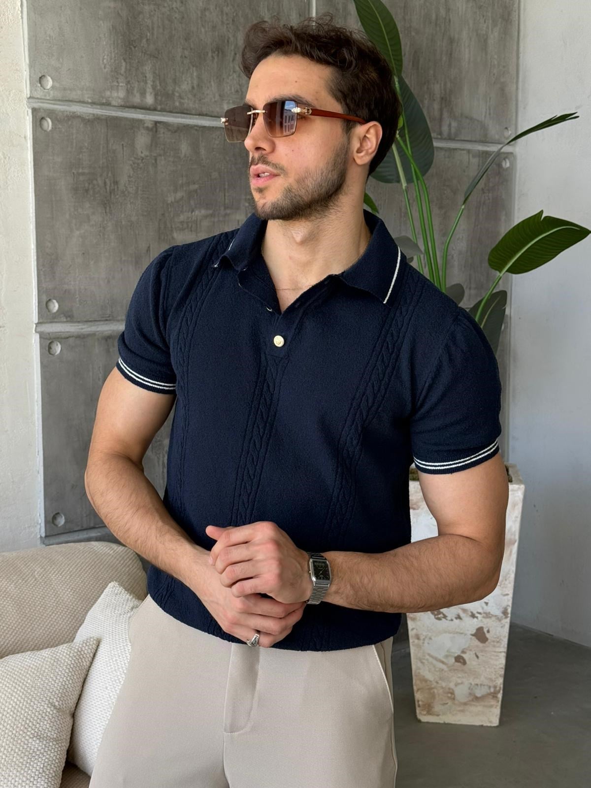 Gold Button Triko – Navy Blue | TST.021