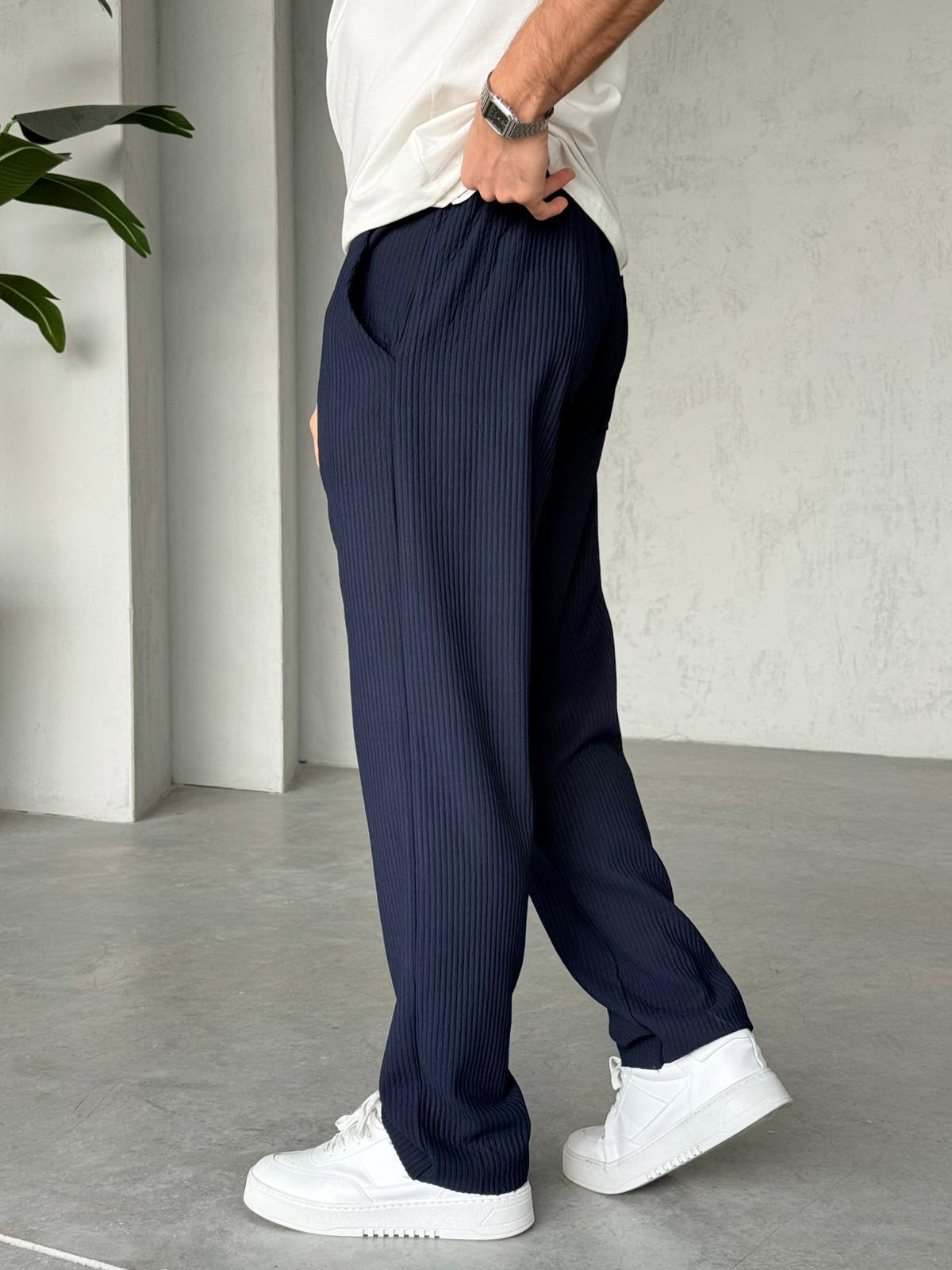 Ribbed Jogger Pants M – Navy | PNT.07