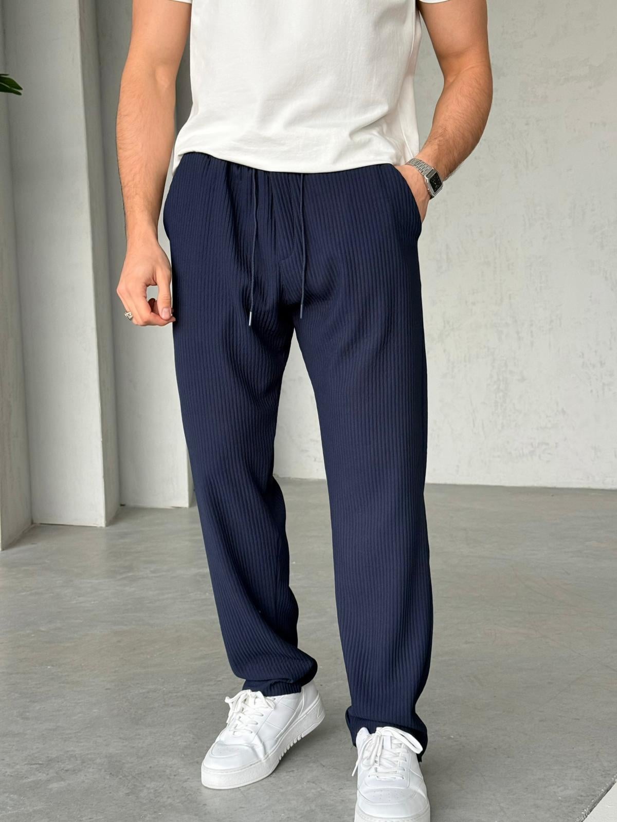 Ribbed Jogger Pants M – Navy | PNT.07