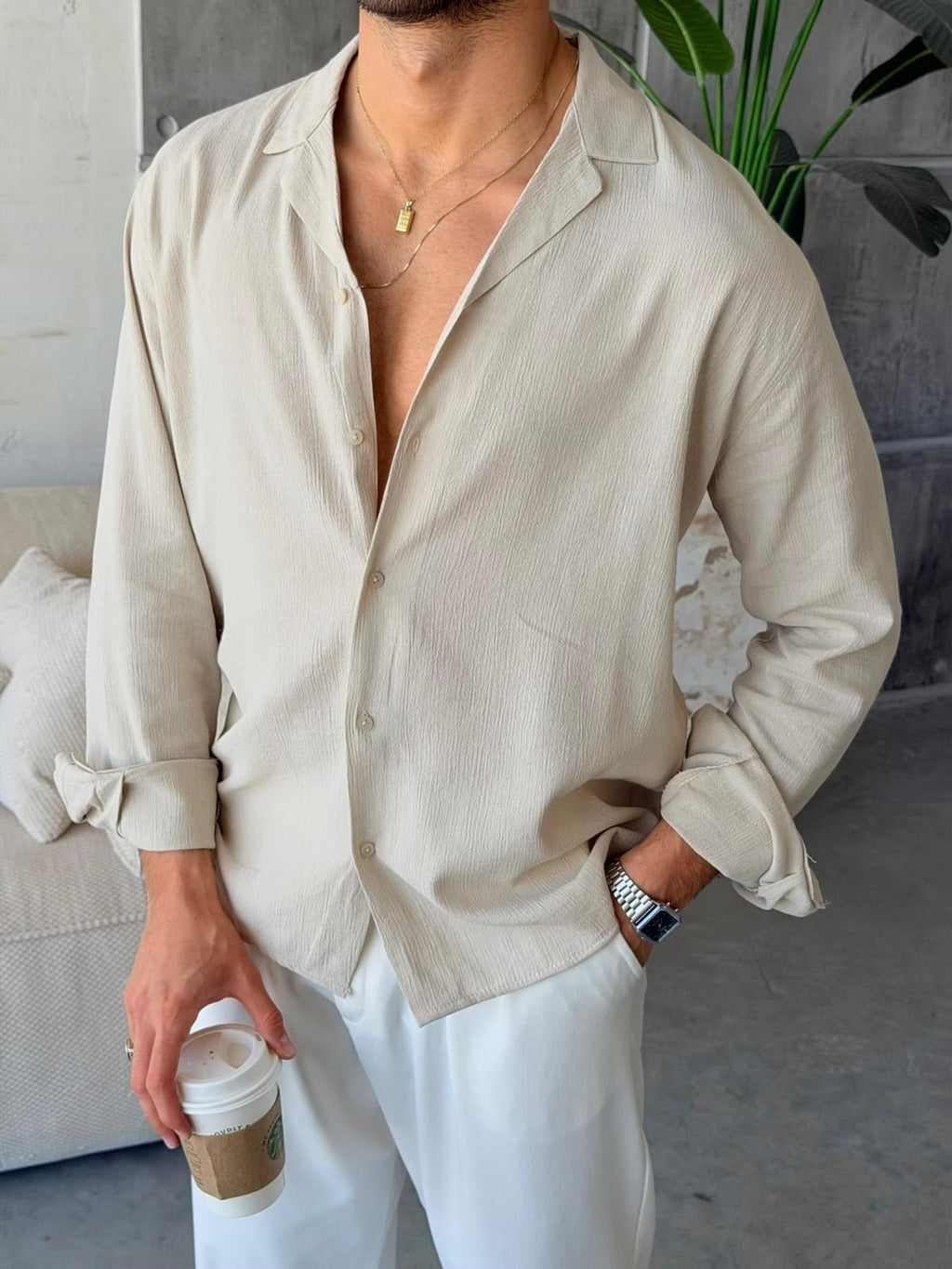 Collor Camp Shirt - Stone | GML.017