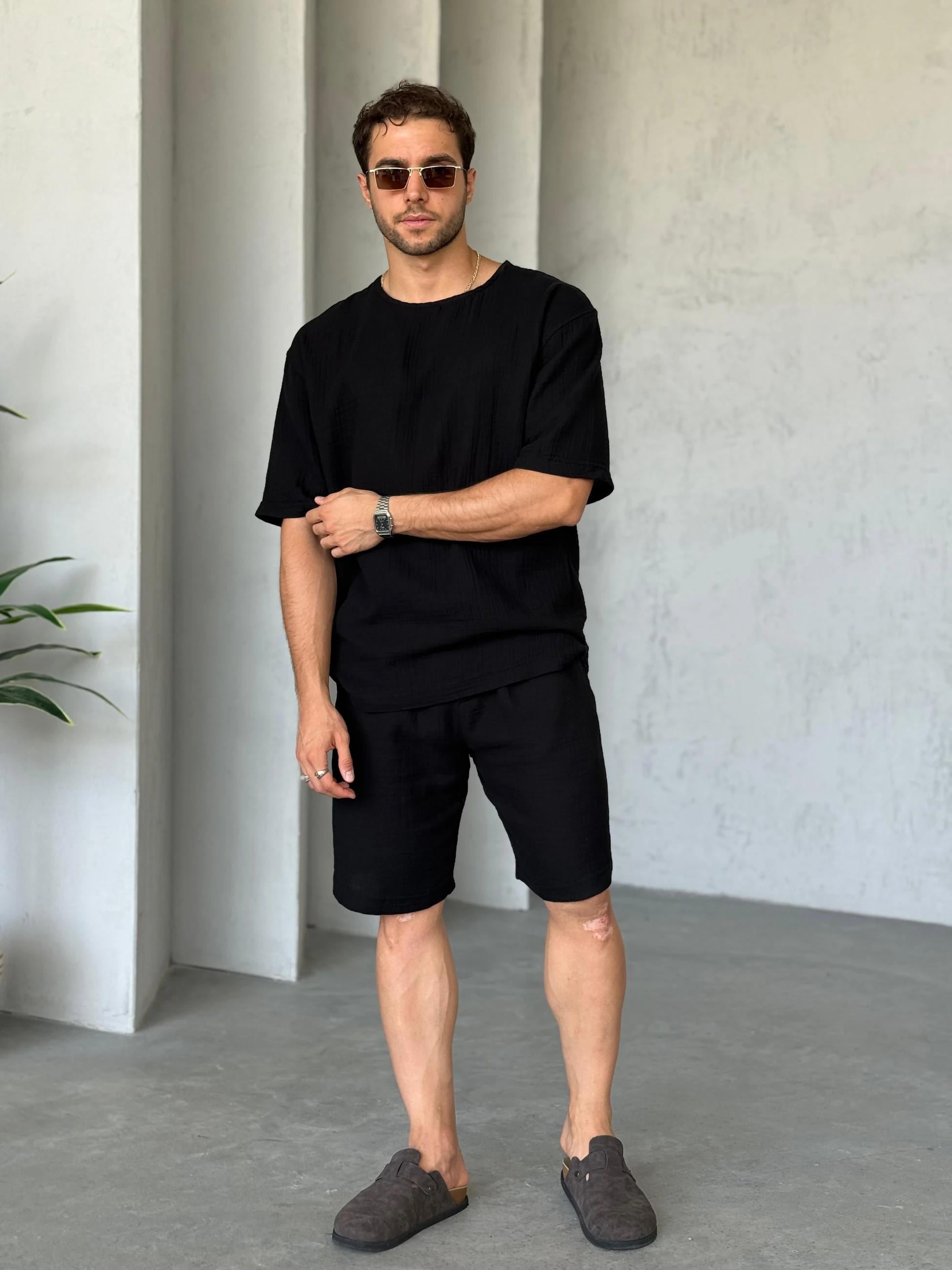 Muslin Short Set – Black | Set.010