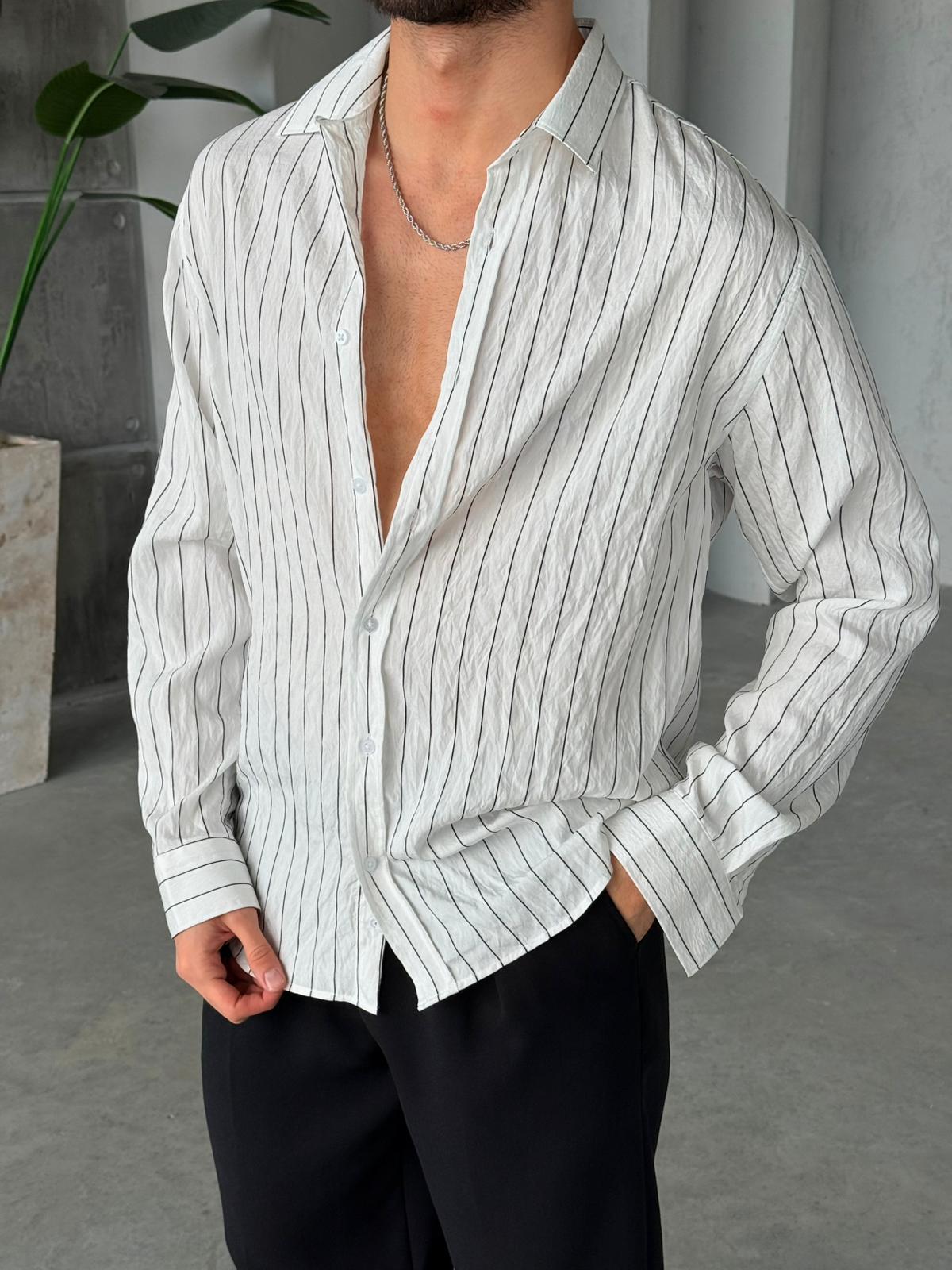 Vertical Striped Shirt - White | GML.012