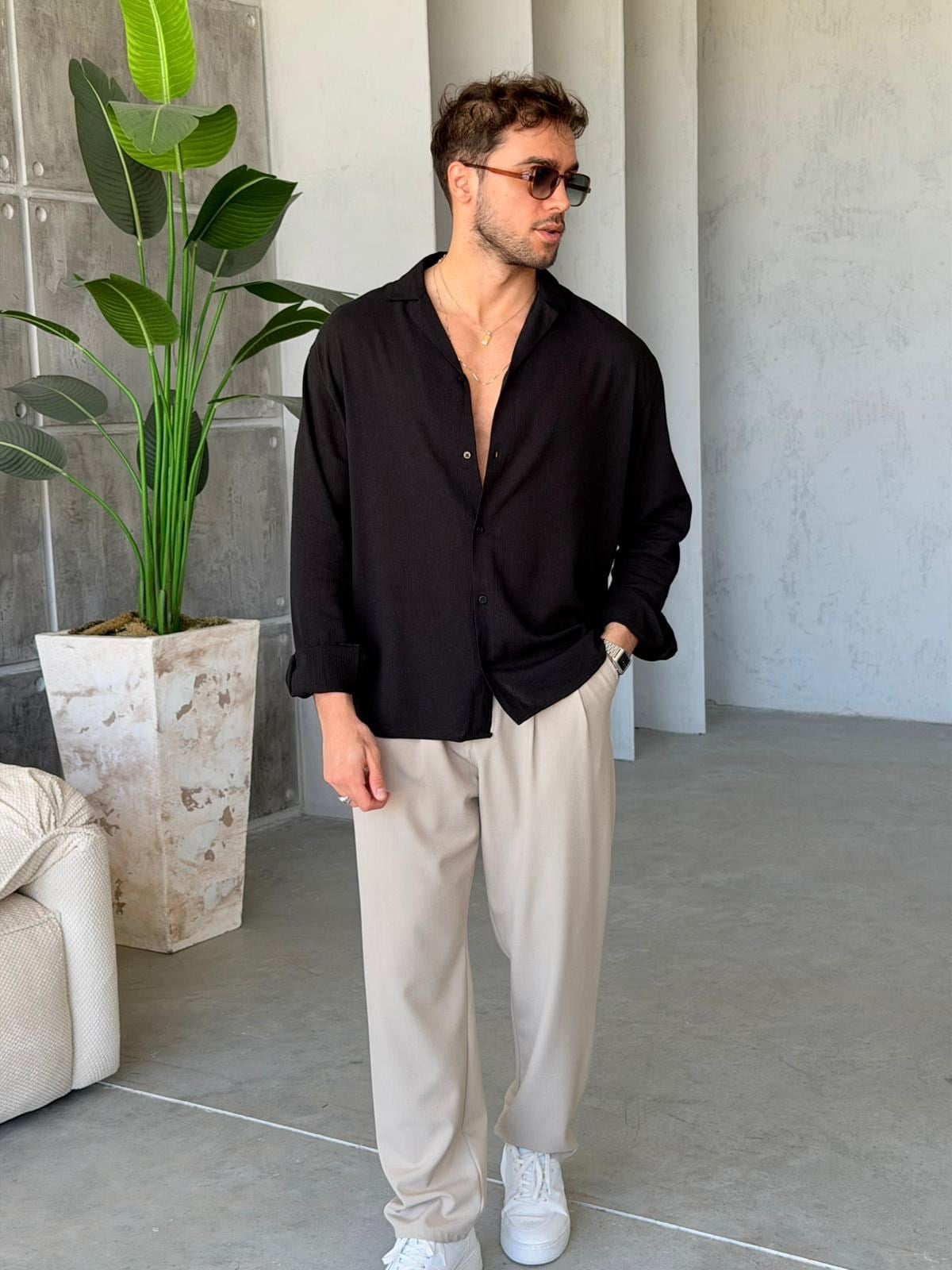 Camp collor Shirt - Black | GML.017