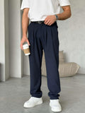 Pleated Pants W – Navy | PNT.06