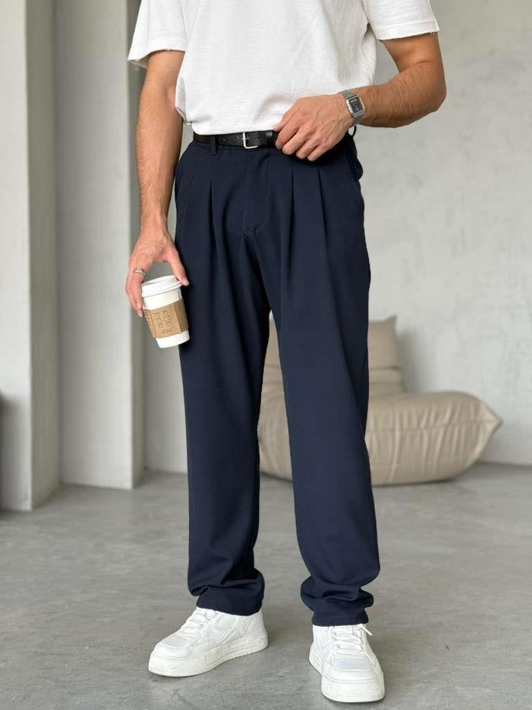 Pleated Pants W – Navy | PNT.06