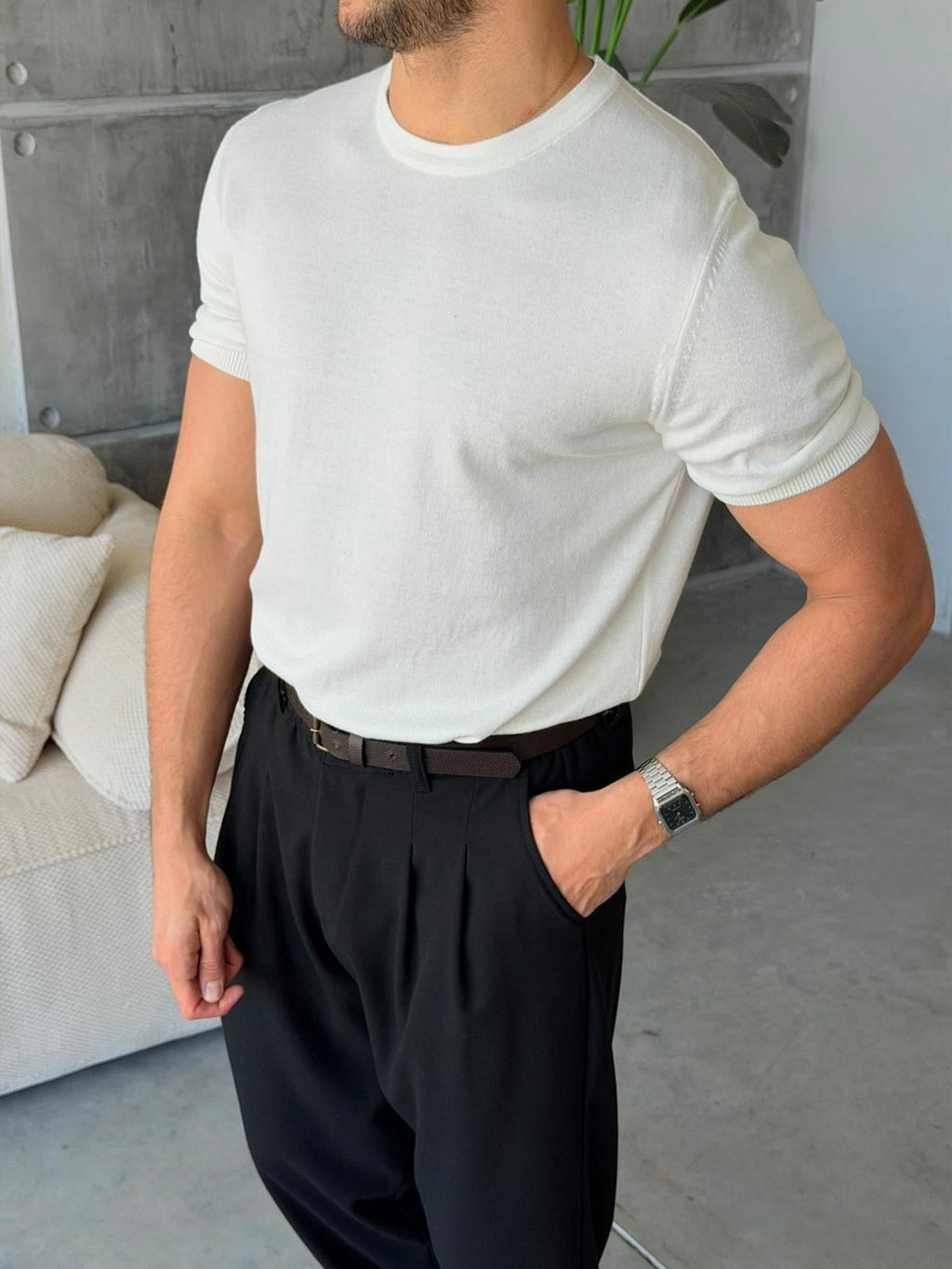Basic Knitted Knitwear - White | Tst.025